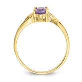 10k Polished Genuine Amethyst Birthstone Ring